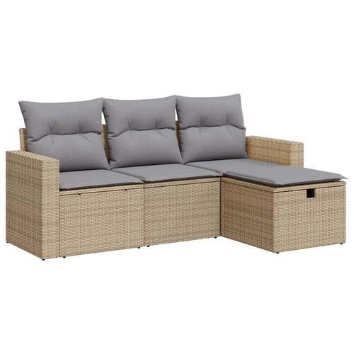 Sofasæt til haven 4 dele med hynder polyrattan beige