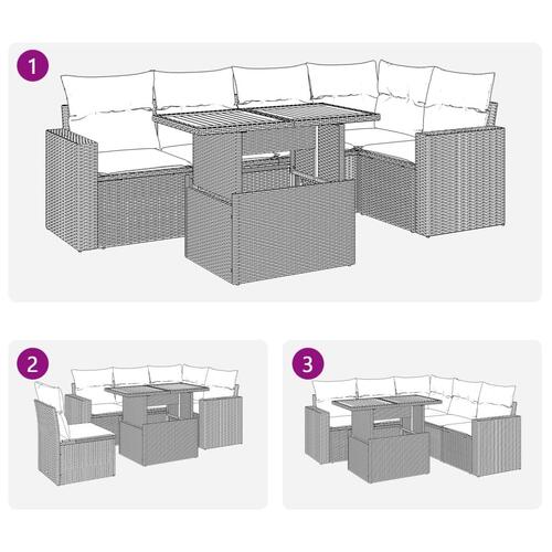 Sofasæt til haven 6 dele med hynder polyrattan grå