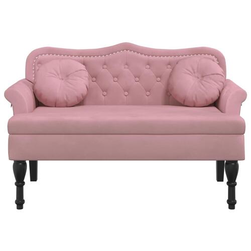 Bænk med hynder 120,5x65x75 cm velour lyserød