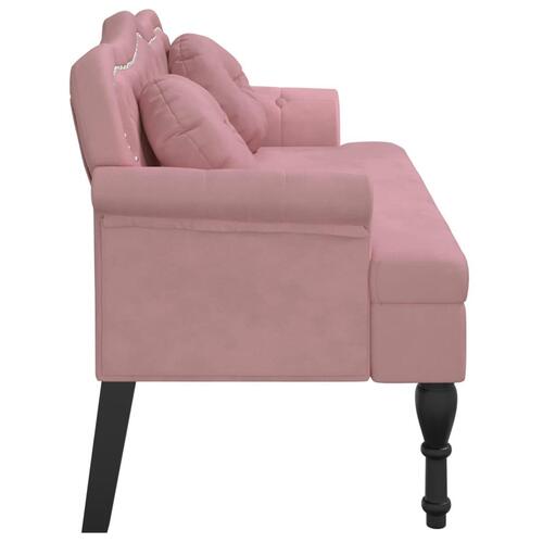 Bænk med hynder 120,5x65x75 cm velour lyserød