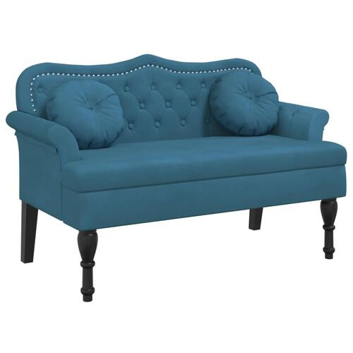 Bænk med hynder 120,5x65x75 cm velour blå
