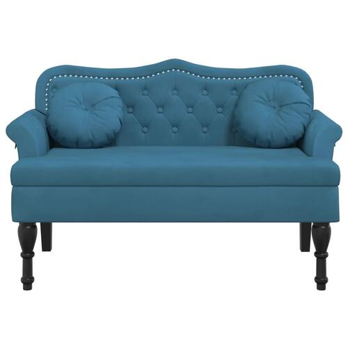 Bænk med hynder 120,5x65x75 cm velour blå