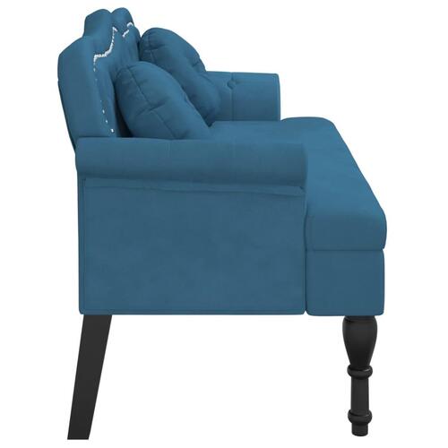 Bænk med hynder 120,5x65x75 cm velour blå