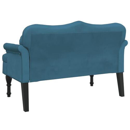 Bænk med hynder 120,5x65x75 cm velour blå