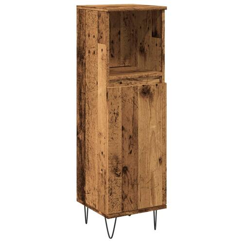 Badeværelsesskab 30x30x100 cm konstrueret træ gammelt trælook