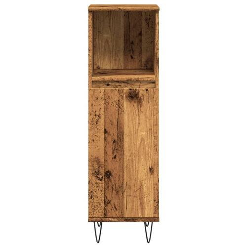 Badeværelsesskab 30x30x100 cm konstrueret træ gammelt trælook