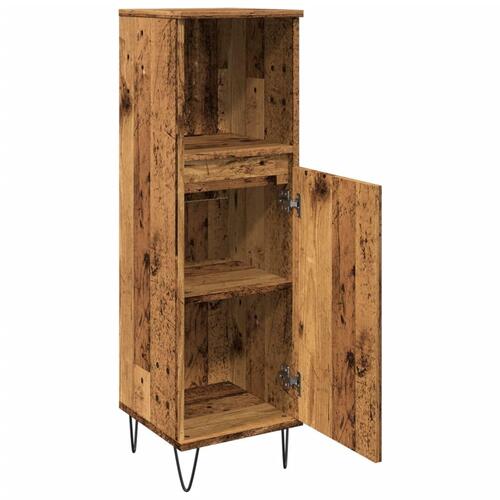 Badeværelsesskab 30x30x100 cm konstrueret træ gammelt trælook