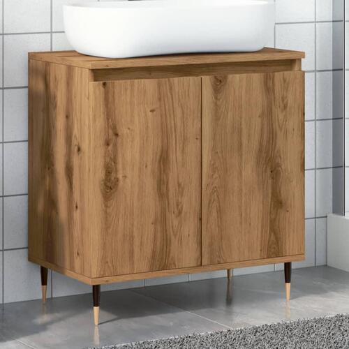 Badeværelsesskab 58x33x60 cm konstrueret træ kunsteg