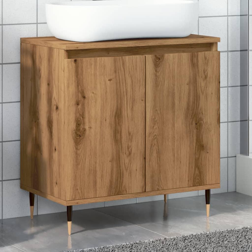 Badeværelsesskab 58x33x60 cm konstrueret træ kunsteg