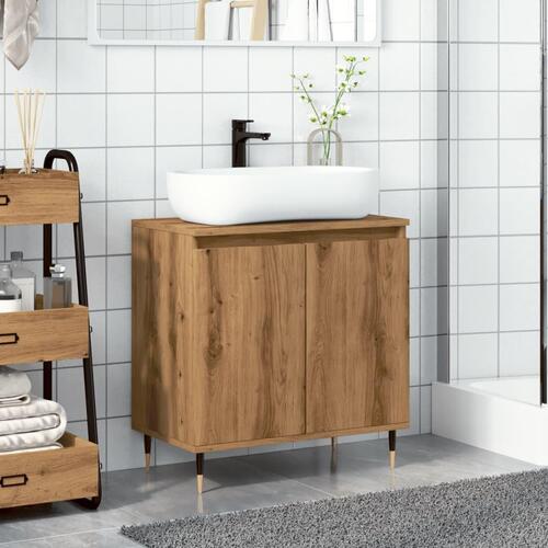Badeværelsesskab 58x33x60 cm konstrueret træ kunsteg