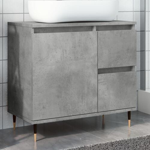 Badeværelsesskab 65x33x60 cm konstrueret træ betongrå