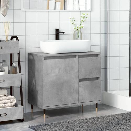 Badeværelsesskab 65x33x60 cm konstrueret træ betongrå