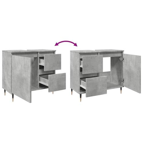 Badeværelsesskab 65x33x60 cm konstrueret træ betongrå