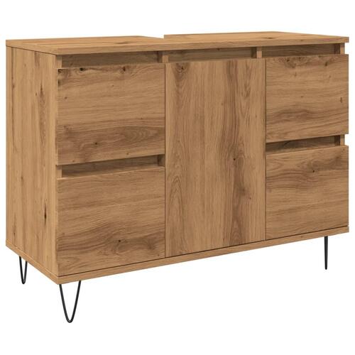 Badeværelsesskab 80x33x60 cm konstrueret træ kunsteg