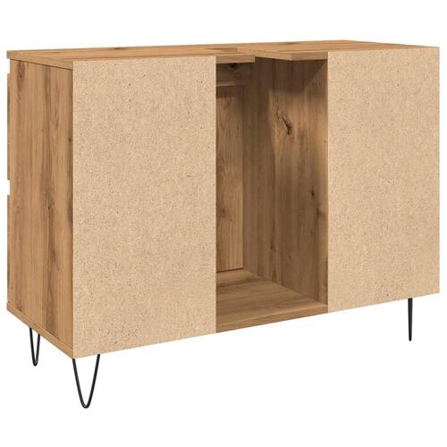 Badeværelsesskab 80x33x60 cm konstrueret træ kunsteg