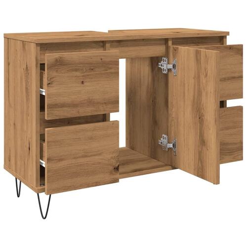 Badeværelsesskab 80x33x60 cm konstrueret træ kunsteg