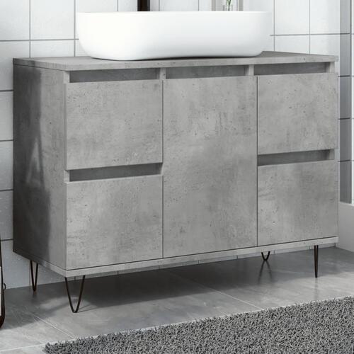 Badeværelsesskab 80x33x60 cm konstrueret træ betongrå