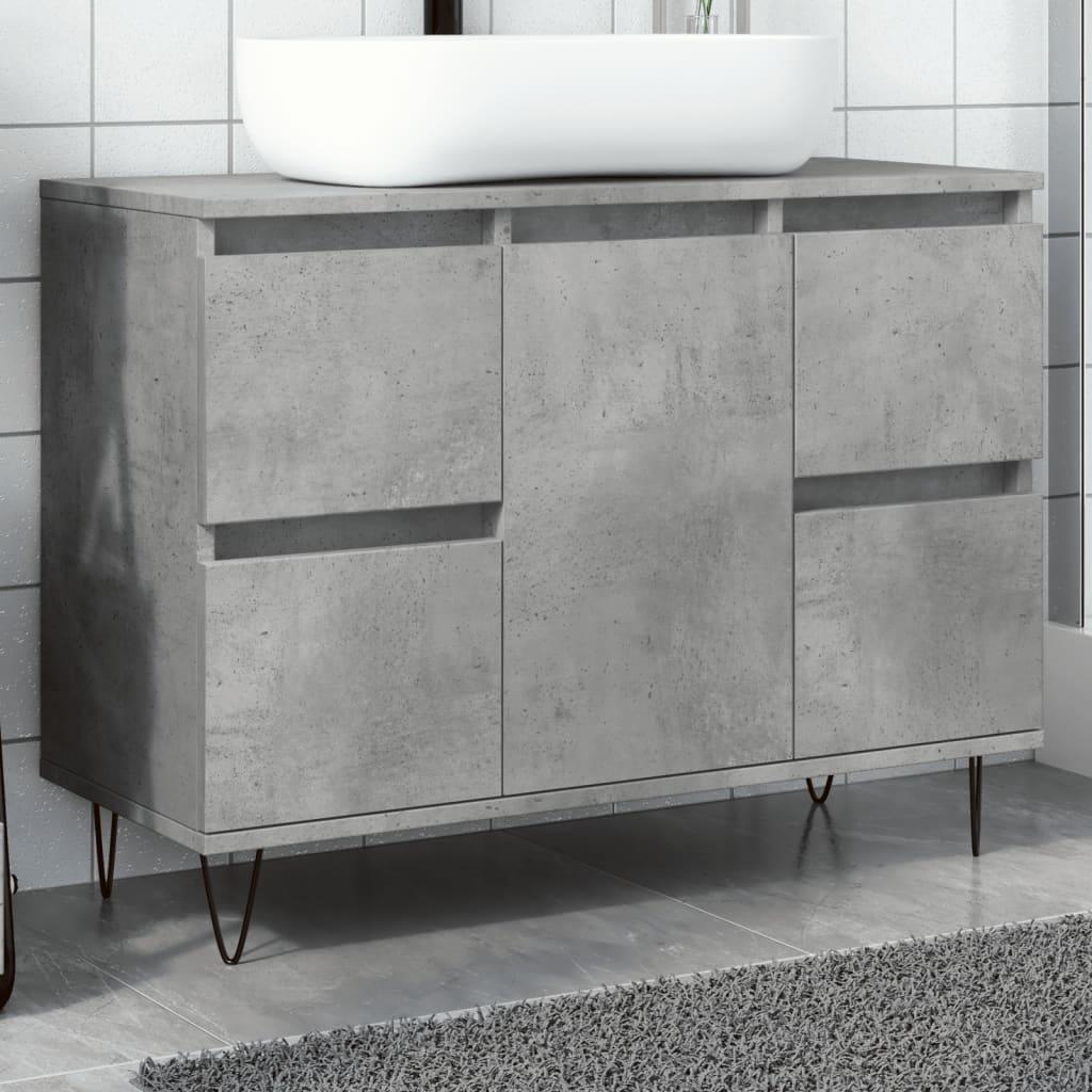 Badeværelsesskab 80x33x60 cm konstrueret træ betongrå