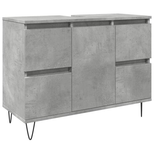 Badeværelsesskab 80x33x60 cm konstrueret træ betongrå