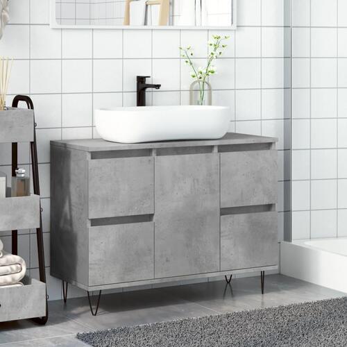 Badeværelsesskab 80x33x60 cm konstrueret træ betongrå