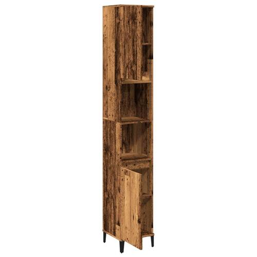 Badeværelsesskab 30x30x190 cm konstrueret træ gammelt trælook