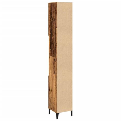 Badeværelsesskab 30x30x190 cm konstrueret træ gammelt trælook