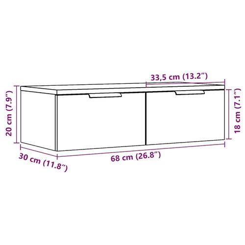 Vægskab 68x30x20 cm konstrueret træ antikt eg