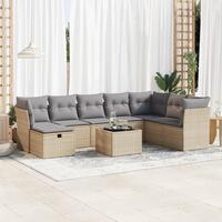 Sofasæt til haven 9 dele med hynder polyrattan beige