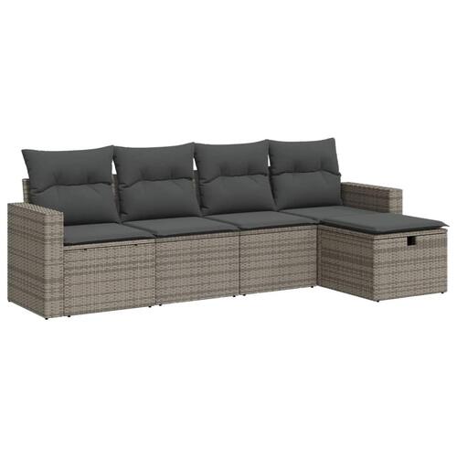 Sofasæt 5 dele med hynder polyrattan grå