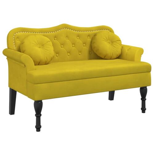 Bænk med hynder 120,5x65x75 cm velour gul