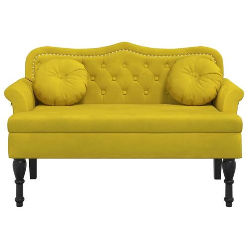 Bænk med hynder 120,5x65x75 cm velour gul