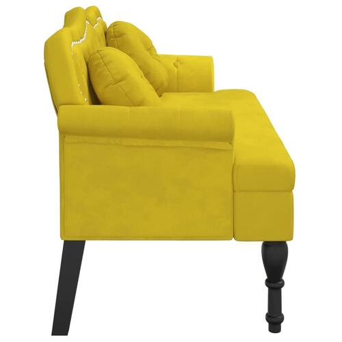 Bænk med hynder 120,5x65x75 cm velour gul