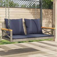 Gyngebænk med hynder 109x62x40 cm polyrattan grå