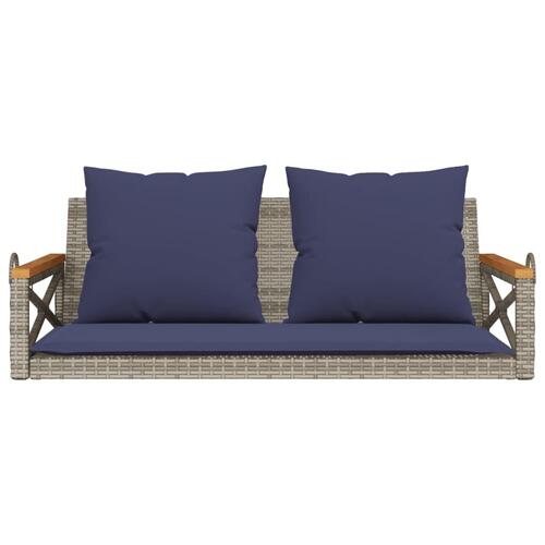 Gyngebænk med hynder 109x62x40 cm polyrattan grå
