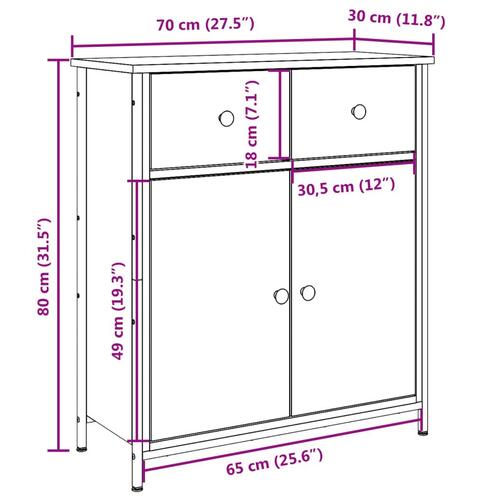 Skænk 70x41x56 cm konstrueret træ gammelt trælook