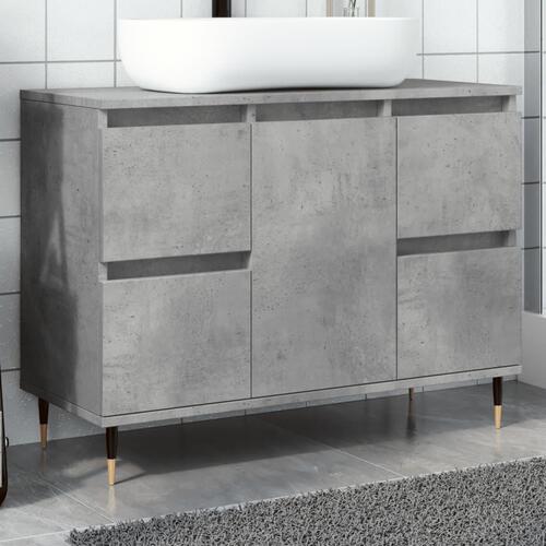 Badeværelsesskab 80x33x60 cm konstrueret træ betongrå