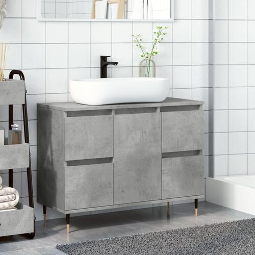 Badeværelsesskab 80x33x60 cm konstrueret træ betongrå