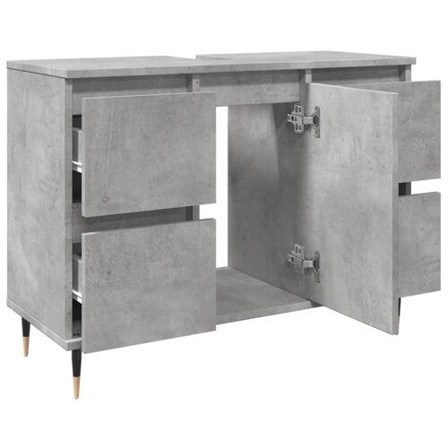 Badeværelsesskab 80x33x60 cm konstrueret træ betongrå