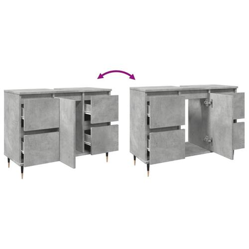 Badeværelsesskab 80x33x60 cm konstrueret træ betongrå