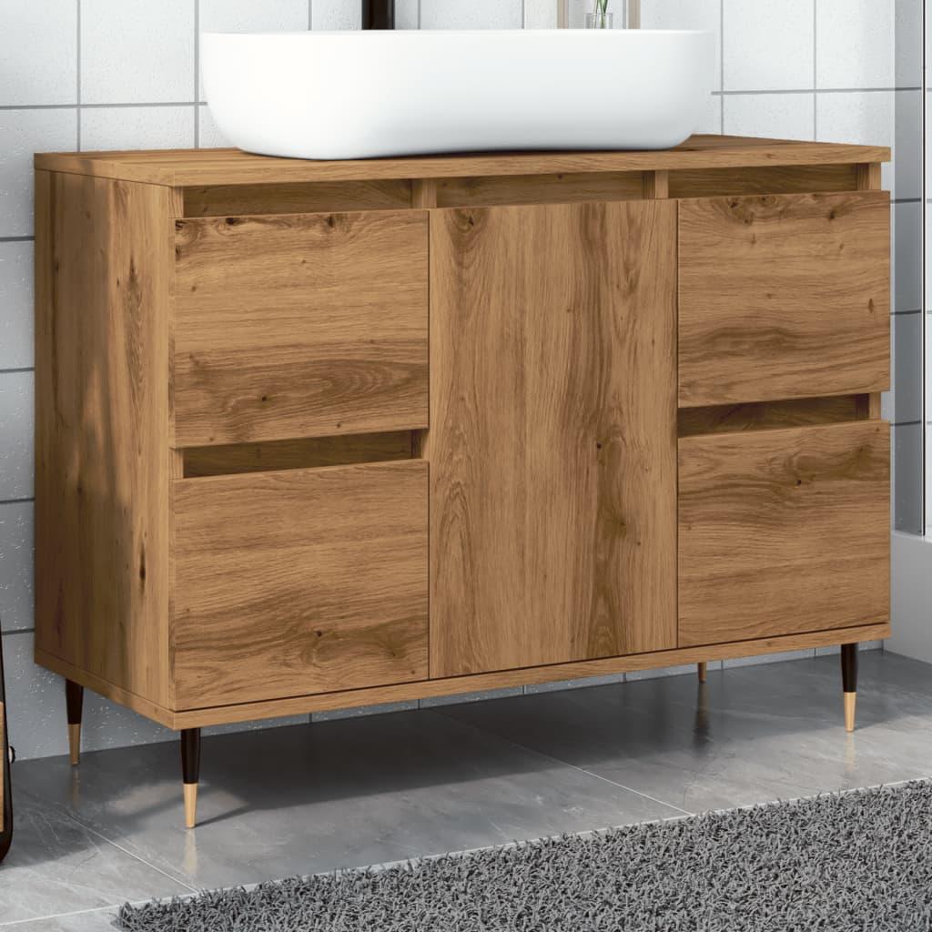 Badeværelsesskab 80x33x60 cm konstrueret træ kunsteg