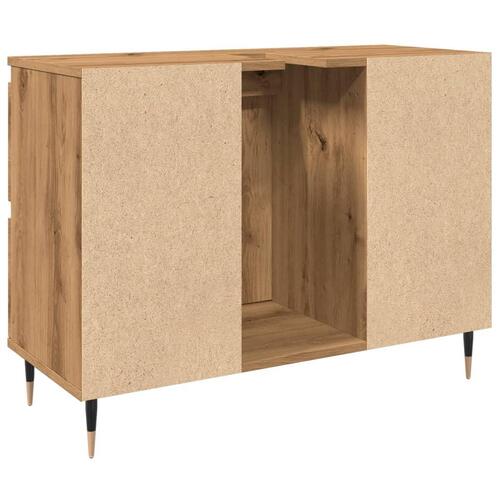 Badeværelsesskab 80x33x60 cm konstrueret træ kunsteg