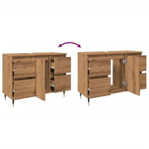 Badeværelsesskab 80x33x60 cm konstrueret træ kunsteg