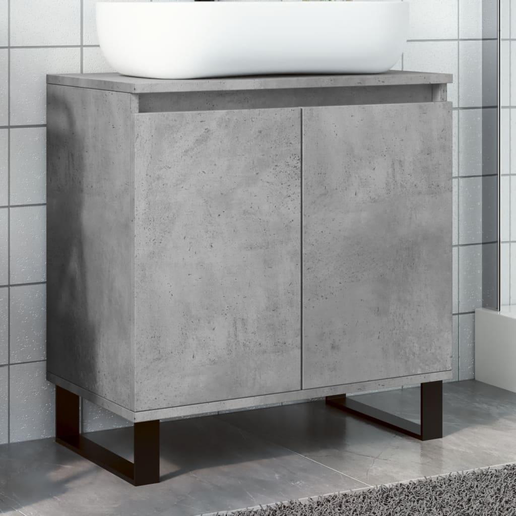 Badeværelsesskab 58x33x60 cm konstrueret træ betongrå