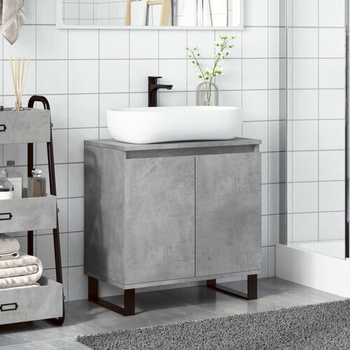 Badeværelsesskab 58x33x60 cm konstrueret træ betongrå