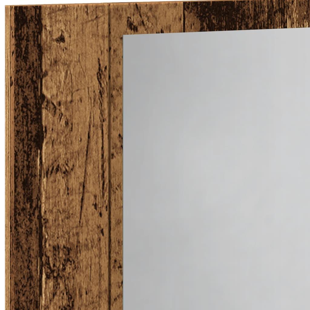 Spejlskab m. LED-lys 60x12x45 cm konstrueret træ antikt træ