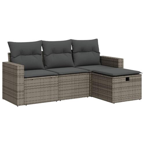 Sofasæt til haven 4 dele med hynder polyrattan grå