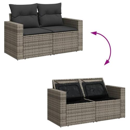 Sofasæt til haven 9 dele med hynder polyrattan grå