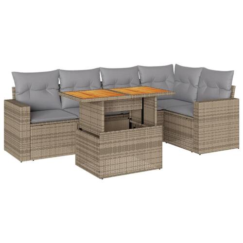 Sofasæt til haven 6 dele med hynder polyrattan beige
