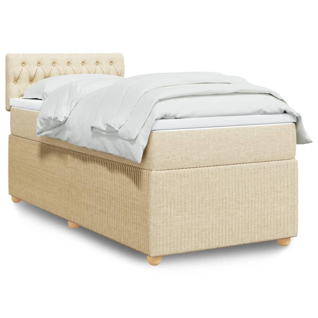 Kontinentalseng med madras 80x200 cm stof cremefarvet billede