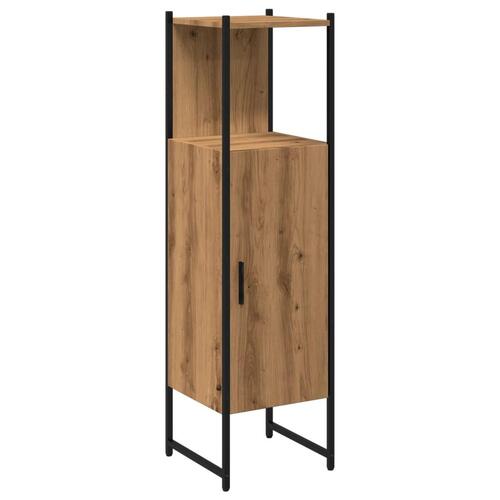 Badeværelsesskab 33x33x120,5 cm konstrueret træ kunsteg
